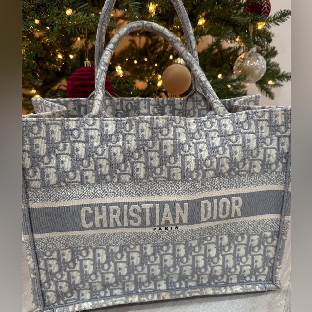 Dior Gray and White Tote Bag